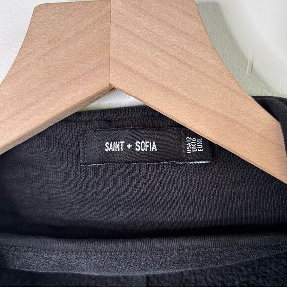 Saint and Sofia Organic Cotton Biker Jacket - Black size 12 - Picture 10 of 16